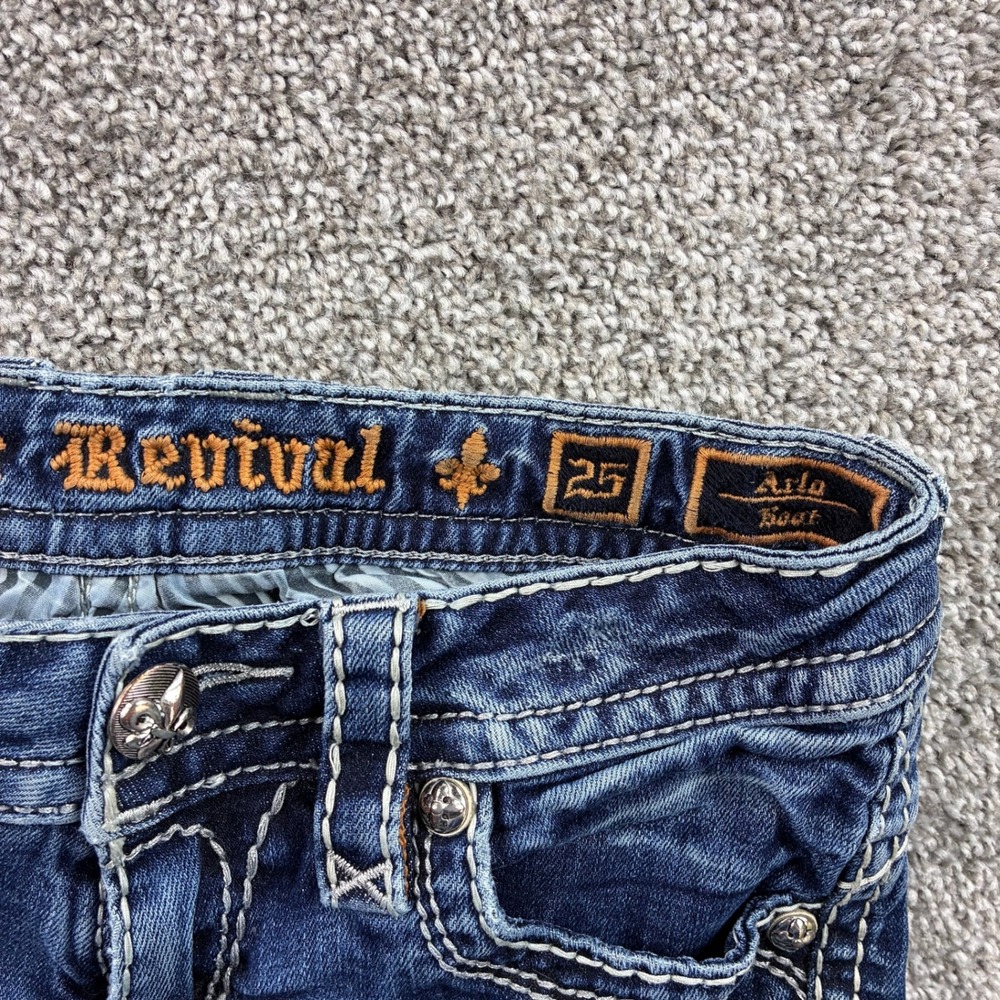 Rock Revival Jeans Women's 25 Arlo Easy Boot Low Rise Flap Pocket Distressed - Picture 4 of 8